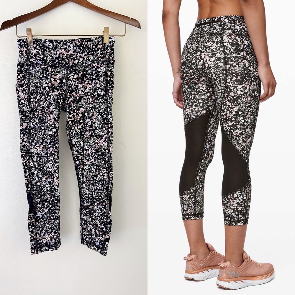 Lululemon Cropped Floral Wunder Under Sz 4